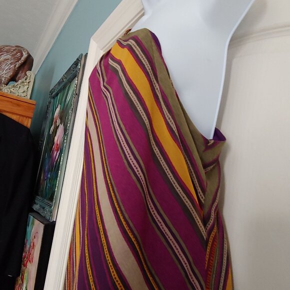 Lauren Ralph Lauren Striped Georgette One-Shoulder Dress Asymmetric 18 - Picture 7 of 13